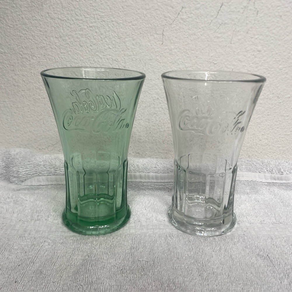 Vintage Retro Coca Cola Glass Set of 2 Tall Glasses Collectible Dining Cool